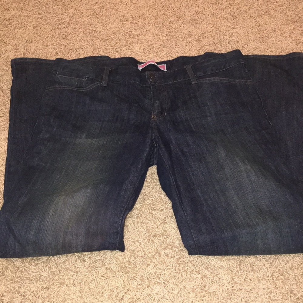 Dark blue flare jeans